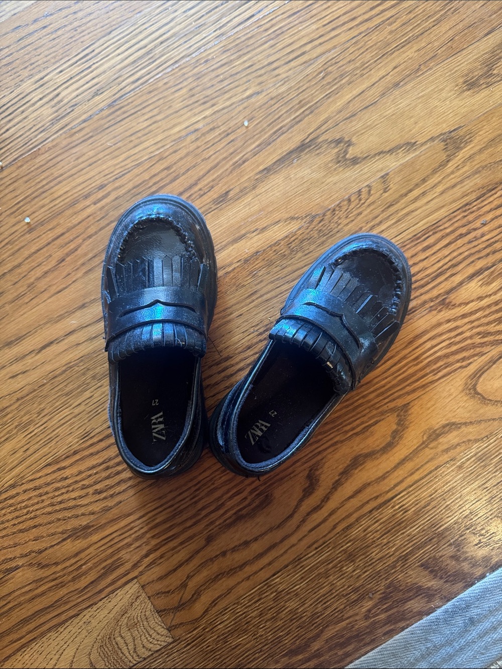 Zara Kids Black Fringe Penny Loafers